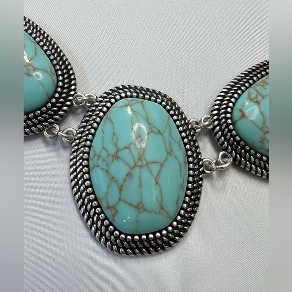 Premier Designs Sterling Silver reversible Turquoise silver Necklace - Picture 12 of 14